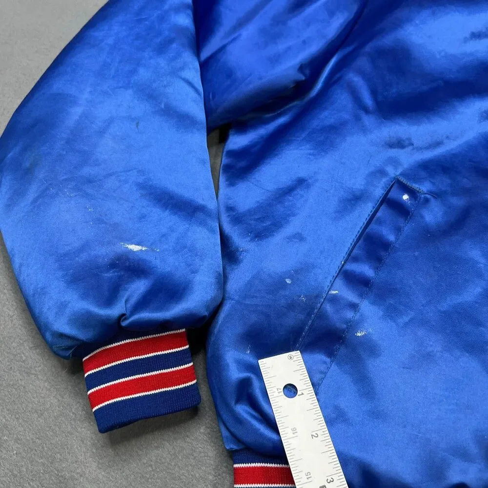 Vintage Swingster Sacramento Kings Jacket Mens Large Blue Satin Lined Snap Front